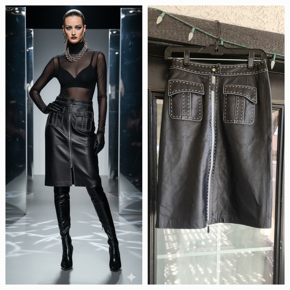 Escada Dresses & Skirts - ESCADA Elegant Black Leather Skirt